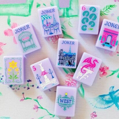 Belle Epoque Lilac acrylic mahjong tile set in pastel lilac