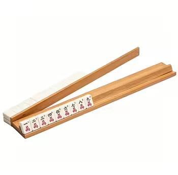 Wooden mahjong tile racks, set of four